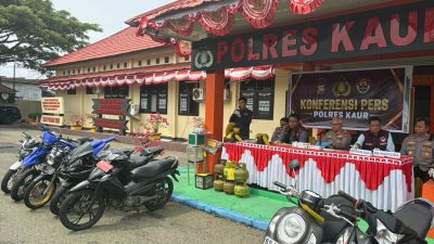 Polres Kaur Ungkap 5 Kasus Kriminal, Amankan 2 Tsk Pengedar Narkoba dan Tindak 8 Kendaraan Knalpot Brong